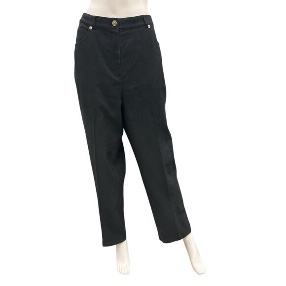 St. John Sport By Marie Gray Pants Women’s Size 14 Gold Hardware Black - Picture 3 of 4